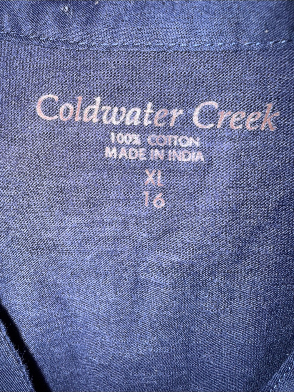 Coldwater Creek XL 16 Navy Embellished Tunic Blouse Coastal Grandmother - Picture 5 of 6